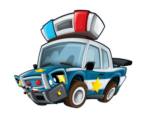 Cartoon smiling police car - illustration for children