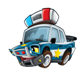 Cartoon smiling police car - illustration for children