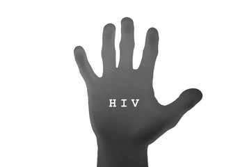 stop AIDS concept, isolated stop AIDS, SIDA written on hand