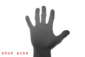 stop AIDS concept, isolated stop AIDS, SIDA written on hand