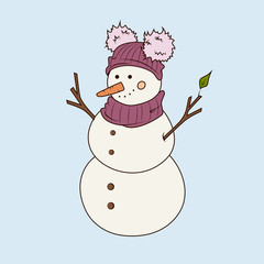 Cute snowman in the cap