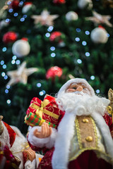 Santa Claus, toy close up with bokeh and white edges
