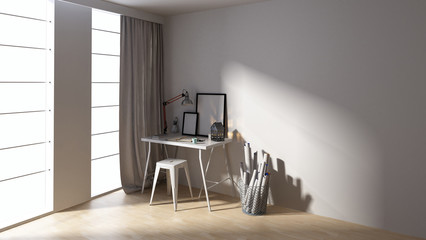 Small escritoire writing desk in a spacious room