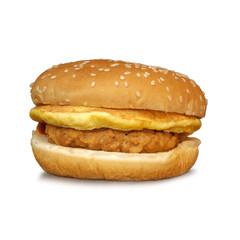 The hamburger on white