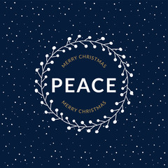 Christmas design with a blue background with snowflakes and greetings