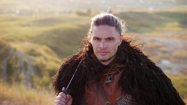 Portrait of Medieval Male Viking Warrior