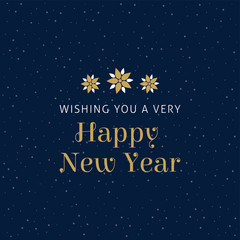 Christmas design with a blue background with snowflakes and greetings