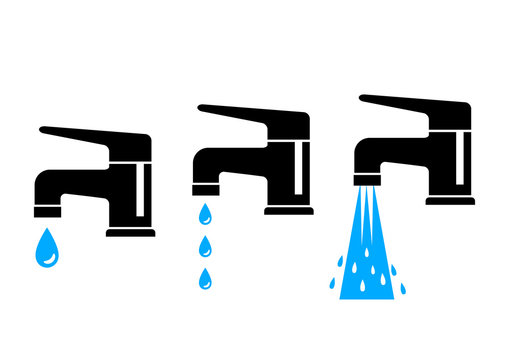 Faucet vector icons on white background