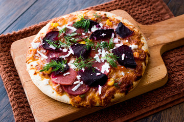 Mixed Pizza with Beetroot Ready to Eat.