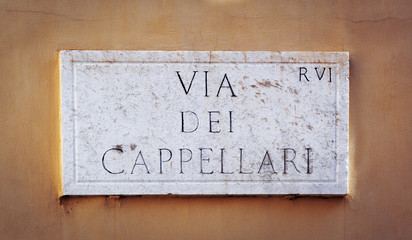 Obraz premium Via dei Cappellari street sogn in Rome