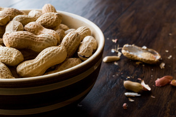 Bowl of Dry Salted Roasted Peanuts in Shell.