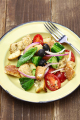 panzanella, Tuscan bread and tomato salad, italian cuisine
