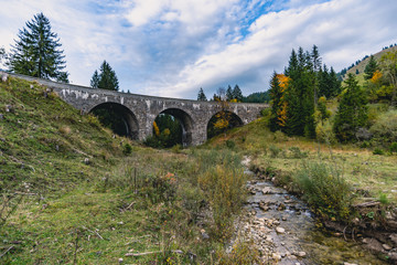 Fototapeta na wymiar Bridge on german alpin road, allgau