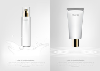 Cosmetic ad, milk lotion and moisturizer concept design