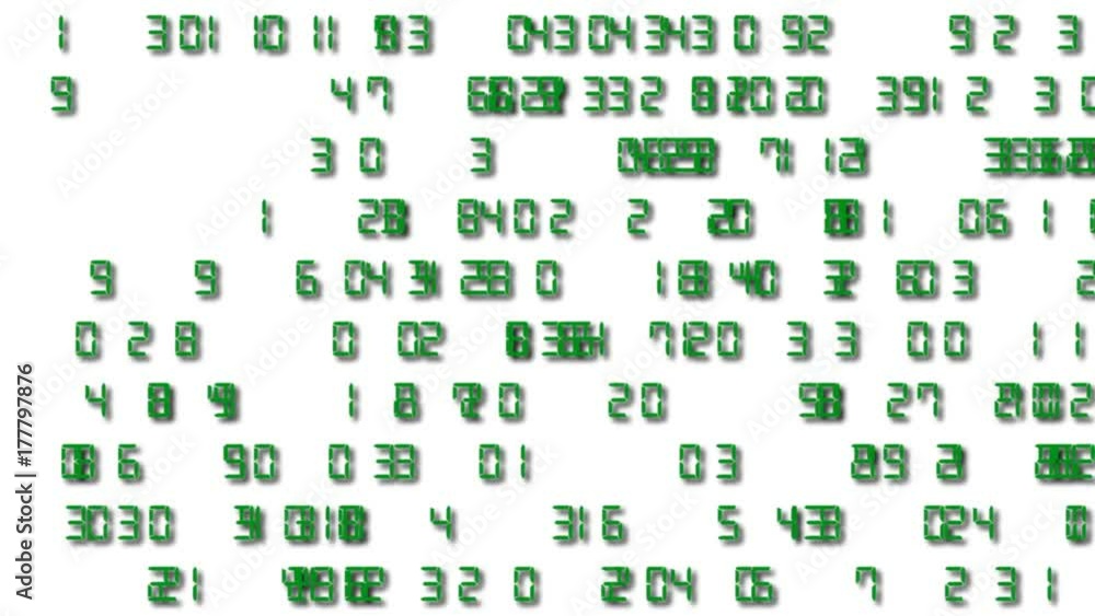 Poster the green numbers move and cast a shadow over the white background. business background. seamless lo