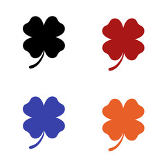 editable four leaf clover icon in black red blue and orange colors isolated for applications and web pages