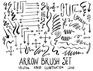 Set of arrow brush illustration Hand drawn Sketch line vector eps10