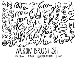 Fototapeta na wymiar Set of arrow brush illustration Hand drawn Sketch line vector eps10