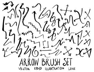 Set of arrow brush illustration Hand drawn Sketch line vector eps10