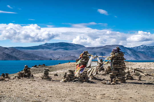 Landscape around Tso Moriri Lake in Ladakh, India	