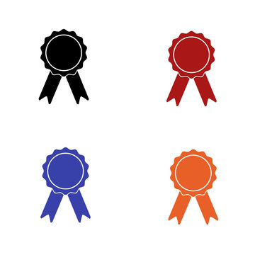 editable icon of medal in colors black red blue and orange isolated for applications and web pages