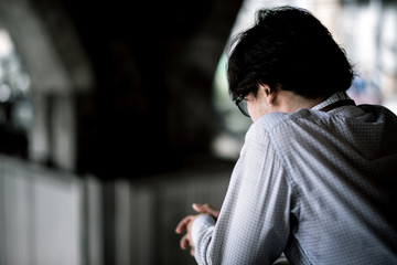 business man is stressed from his work. depression and anxiety concept.