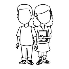 School kids friends cartoon icon vector illustration graphic design