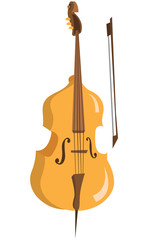 Plakat Wooden cello with bow vector flat design illustration isolated on white background