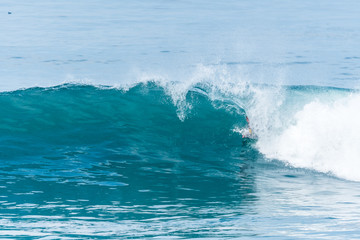 Naklejka premium Bodyboarder surfing ocean wave