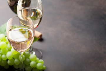 Wine glasses and grapes