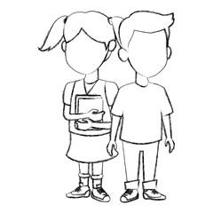 School kids friends cartoon icon vector illustration graphic design