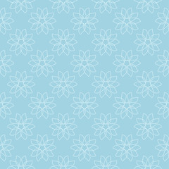 Fototapeta na wymiar White and blue floral ornament. Seamless pattern