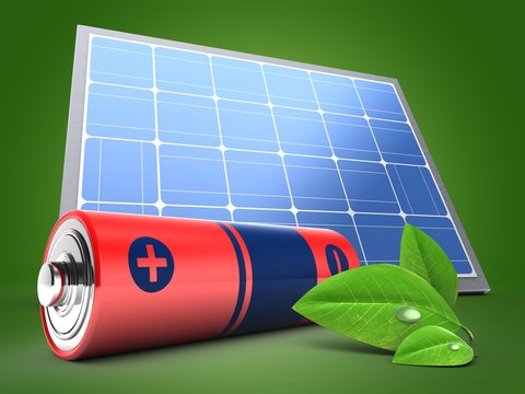 3d battery with solar panel