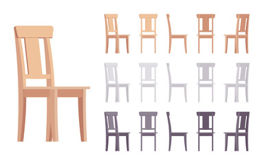 Wooden chair furniture set - obrazy, fototapety, plakaty