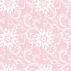 Fototapeta na wymiar Floral ornaments. Pale pink seamless pattern