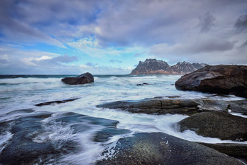 Fototapeta na wymiar Beach of fjord in Norway
