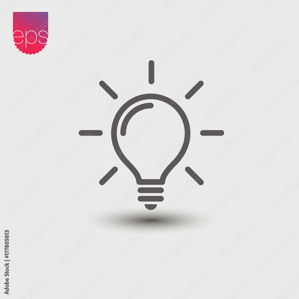 Poster Lightbulb simple Vector Icon. Vector emblem isolated on grey background. Vector pictogram clipart