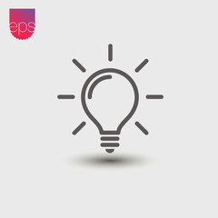 Lightbulb simple Vector Icon. Vector emblem isolated on grey background. Vector pictogram clipart