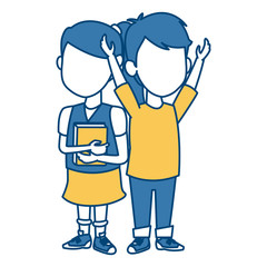 School kids friends cartoon icon vector illustration graphic design