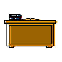 Desk with books icon vector illustration graphic design