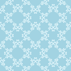 Seamless blue and white pattern with wallpaper ornaments