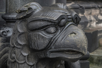 Griffin statue in front of Cathedral in Bremen, Germany