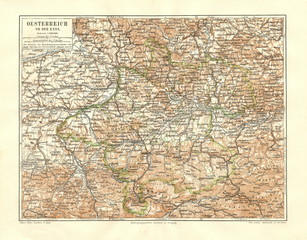 Map of Austria-Hungary above the river Enns (from Meyers Lexikon, 1896, 13/328/329)