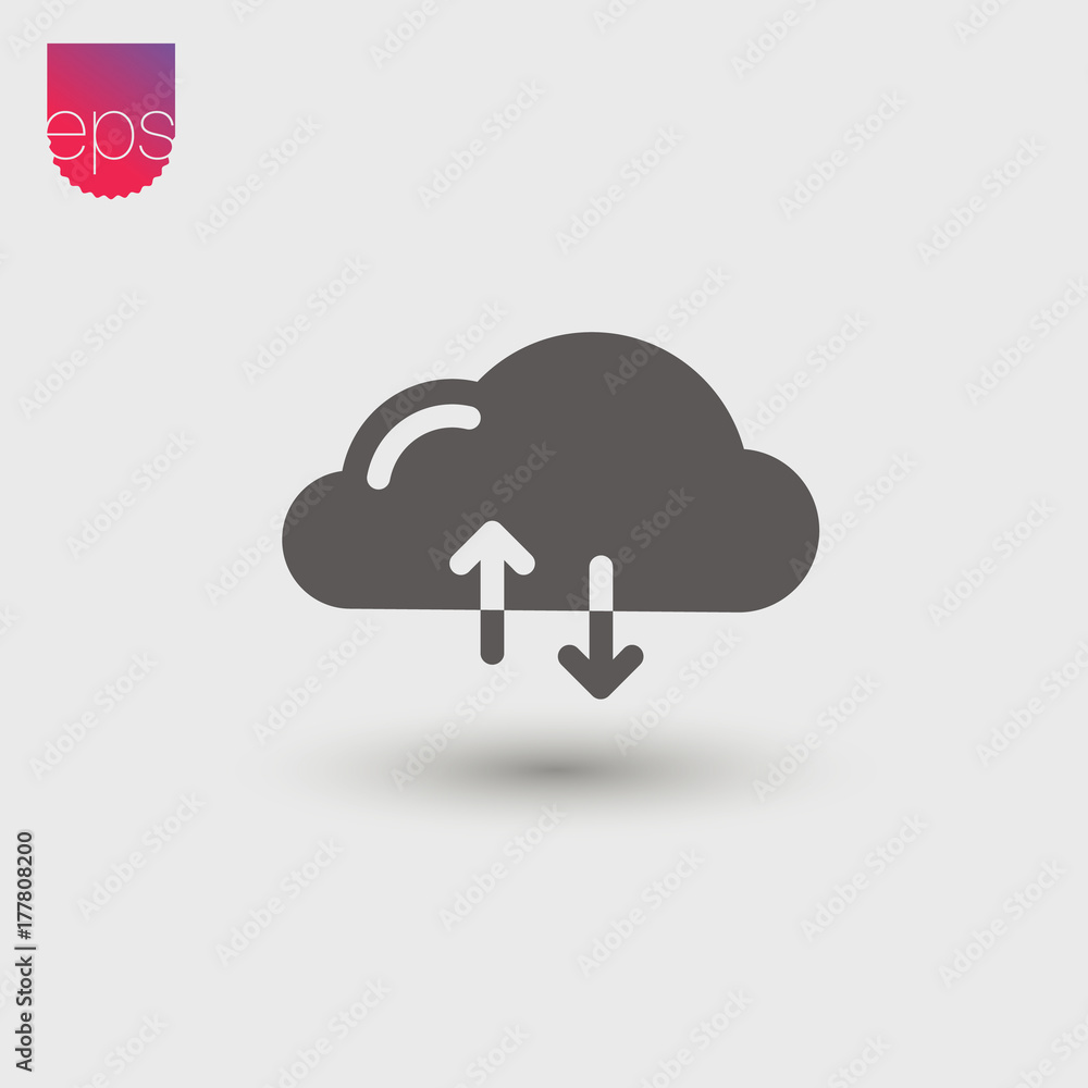 Aufkleber Cloud technology simple Vector Icon. Vector emblem isolated on grey background. Vector