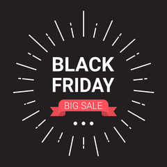Black Friday Big Sale Banner Design Holiday Discount Concept Flat Vector Illustration