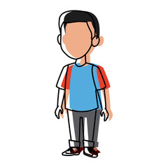 Cute schoolboy cartoon icon vector illustration graphic design