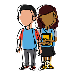 School kids friends cartoon icon vector illustration graphic design