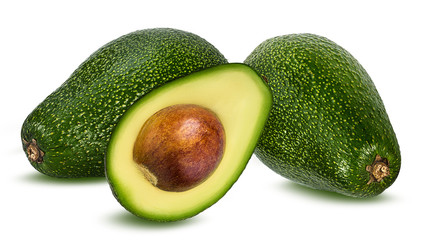 Fresh avocado isolated on white background with clipping path