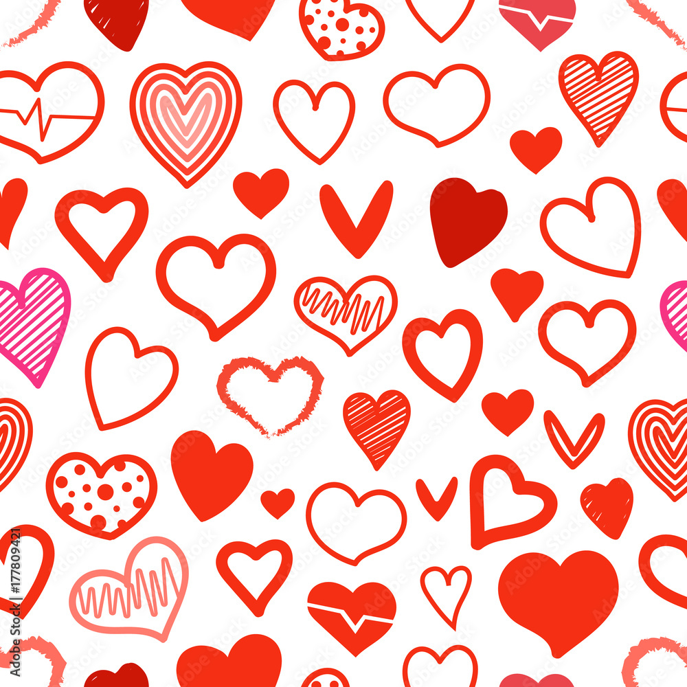 Poster red hearts seamless background. design elements for valentines day