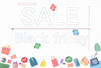 Sale Banner Black Friday Discounts With Gift Boxes On Background Holiday Shopping Poster Concept Vector Illustration
